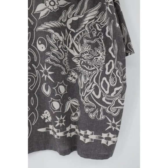 Moussy Shirt Unisex size Free Linen Blend Bandana yin yang dragon‎ Oversized - Picture 10 of 13